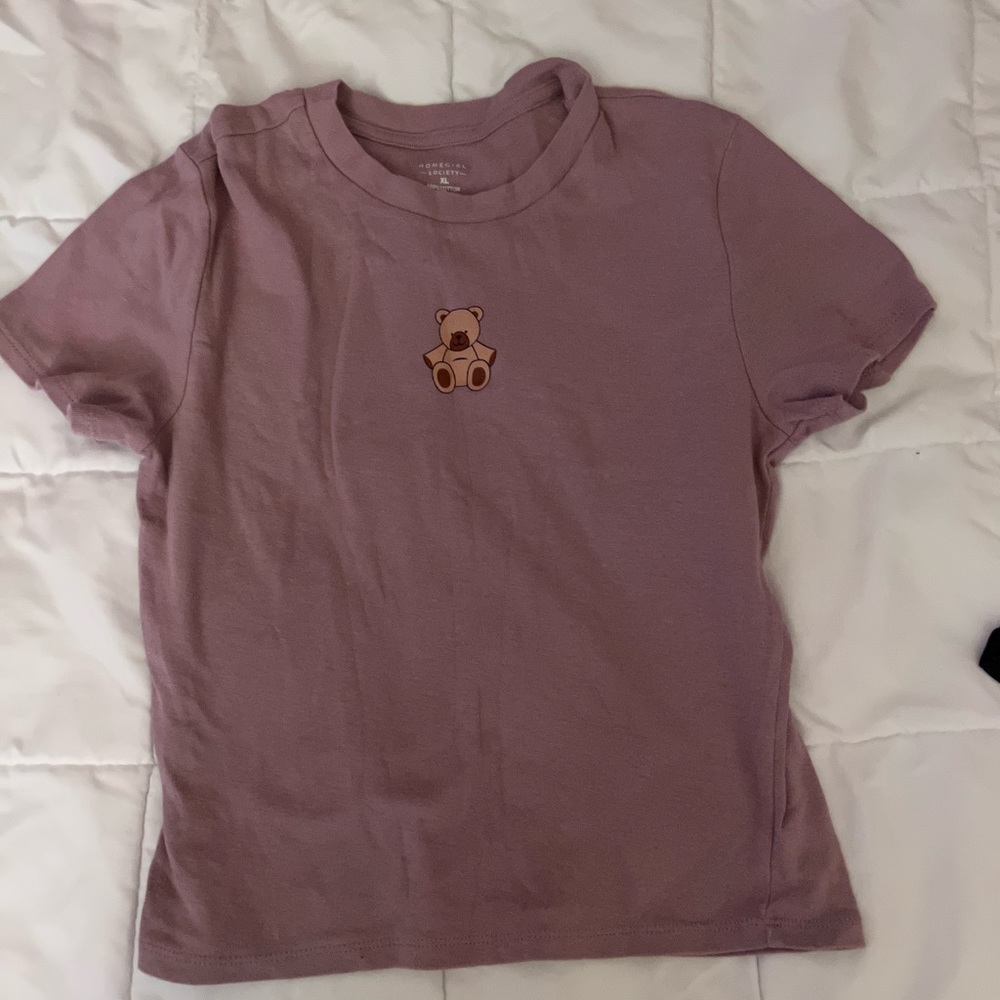 Homegirl Purple Teddy Bear T-Shirt Cropped